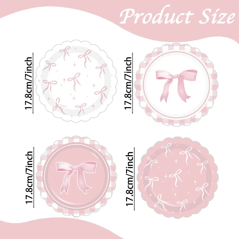 Pink Bow Party Plates Set