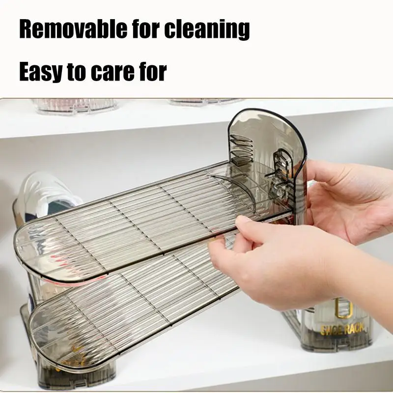 Double Shoe Slots Space Saving Adjustable Shoe Rack for One Pair of Shoes High Heels Athletic Shoes Slippers Shoe Organizer Shoe