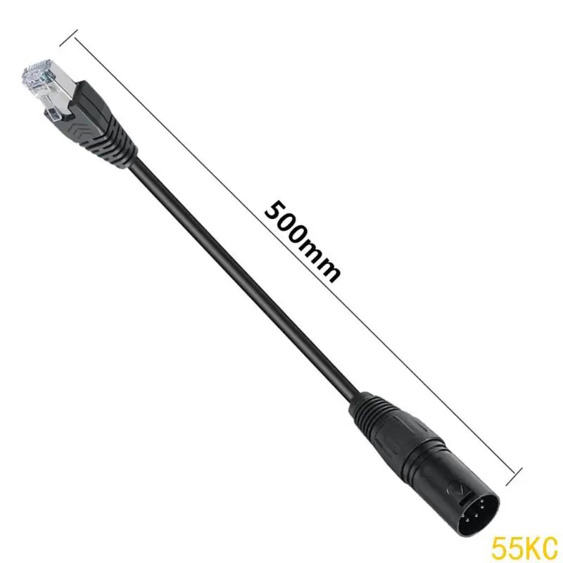 55KC XLR5P RJ45 Adaptador conversión Cable antislip Bloqueo PVC flexible PVC para Audios Mixer 5PXLR HEMBLE A RJ45 CORDAD