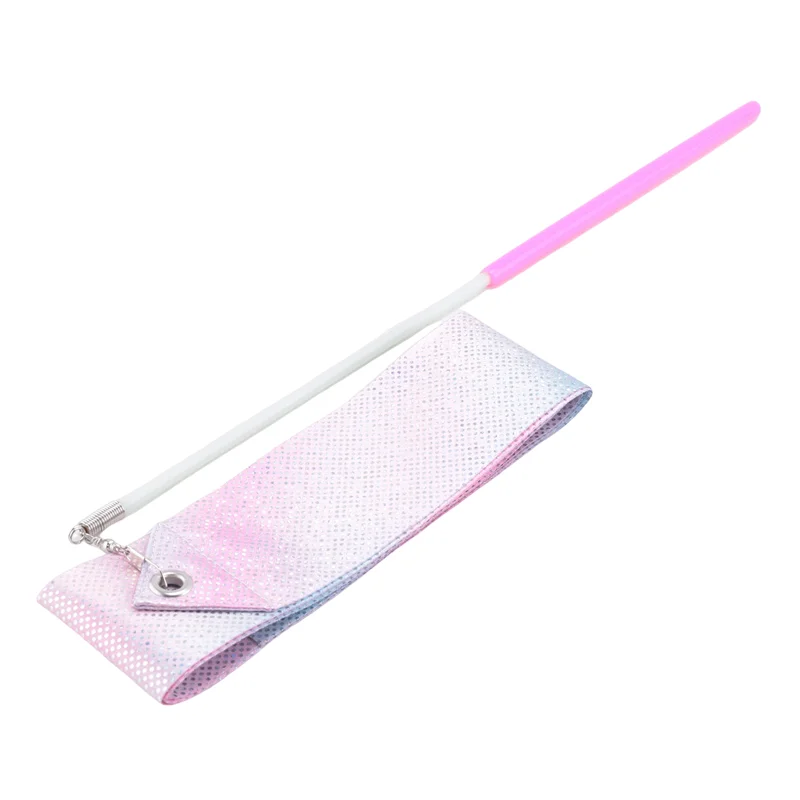 【Flash Sale】2M Flashing Star Gym Ribbons Dance Ribbon Rhythmic Art Gymnastics Ballet Streamer Twirling Rod Rainbow Stick