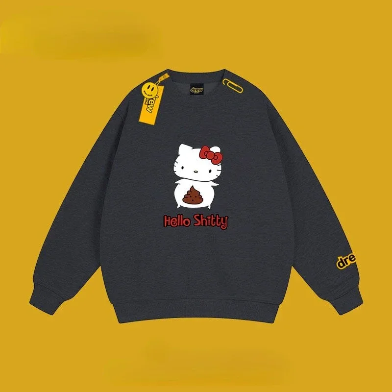 

Hello Kitty T-shirt Miniso Cute Pure Cotton Printed Round Neck Sports Shirt Autumn New Pattern Loose Long Sleeved Couple Outfit