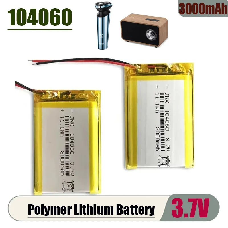 104060 3000mAh 3.7V Lithium Polymer Rechargeable Battery for Camera GPS Navigator MP5 DVR Bluetooth Speaker ShaverPlayer bateria