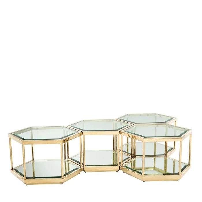 Table basse imbriquée en verre Marin, dessus en acier inoxydable, articles pour la maison bon marché, luxe moderne