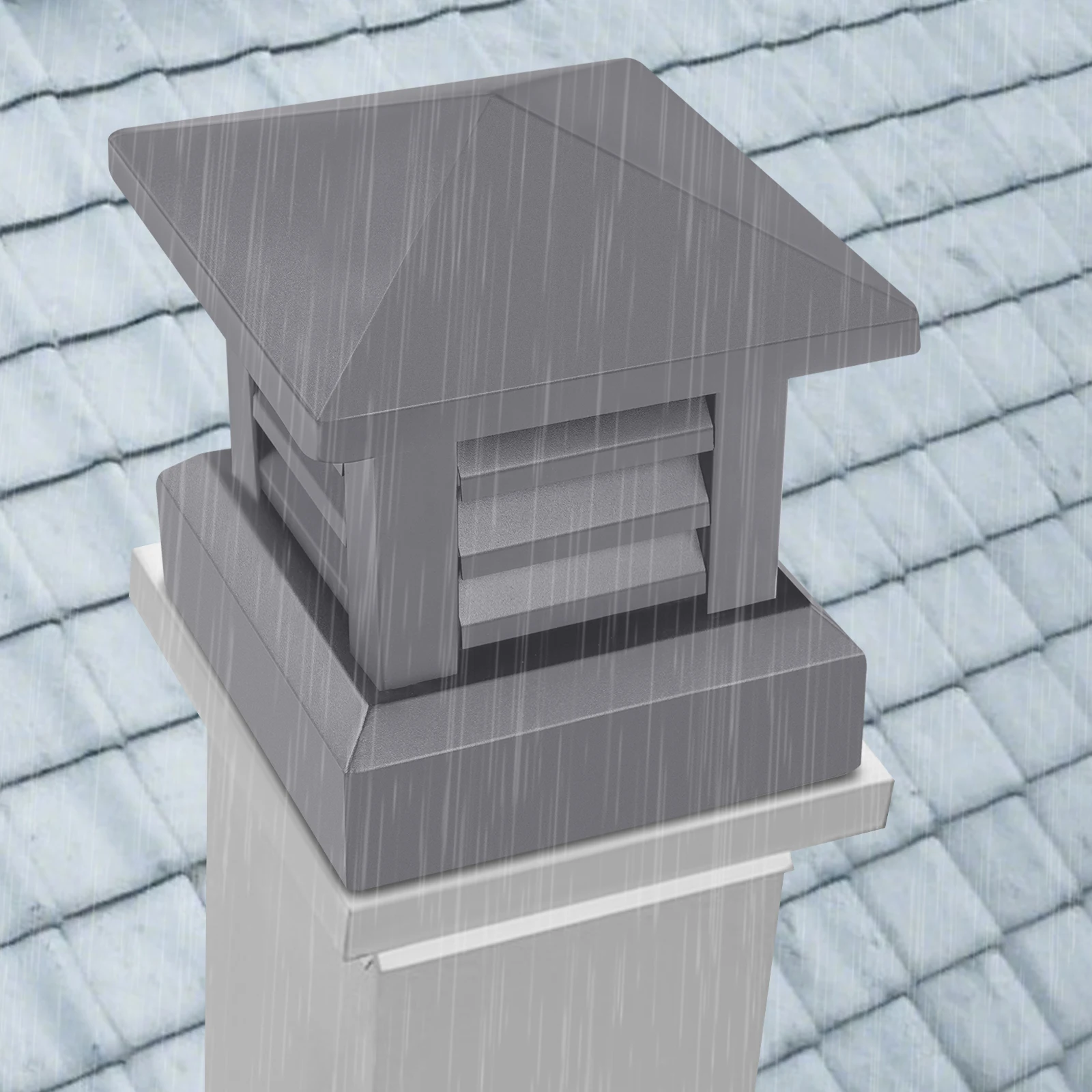 10x10in Aluminum Alloy Fireplace Chimney Cap Modern Shutter Design Conical Top Chimney Cover for Building Chimneys