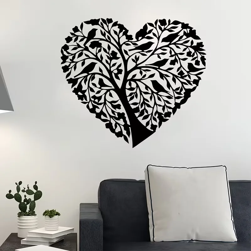 Valentinstag Herzförmiger Baum Wandaufkleber - Wasserfester, Abnehmbarer PVC-Aufkleber für Wohnzimmer und Schlafzimmer, Dekorativ, Wand S