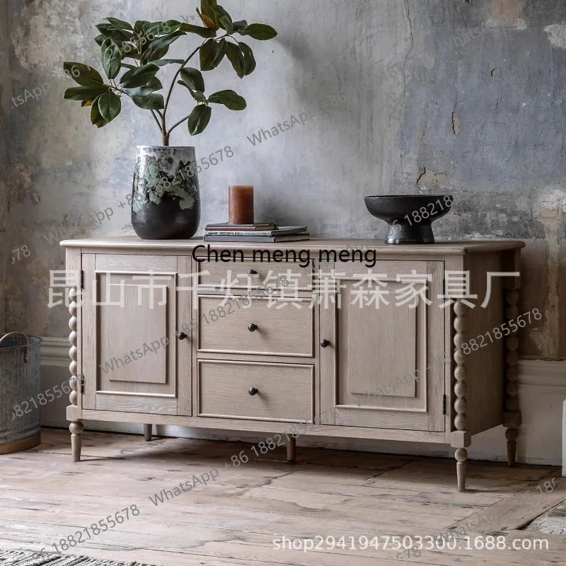 

American ash wood bucket cabinet retro wall dining side cabinet old living room storage cabinet