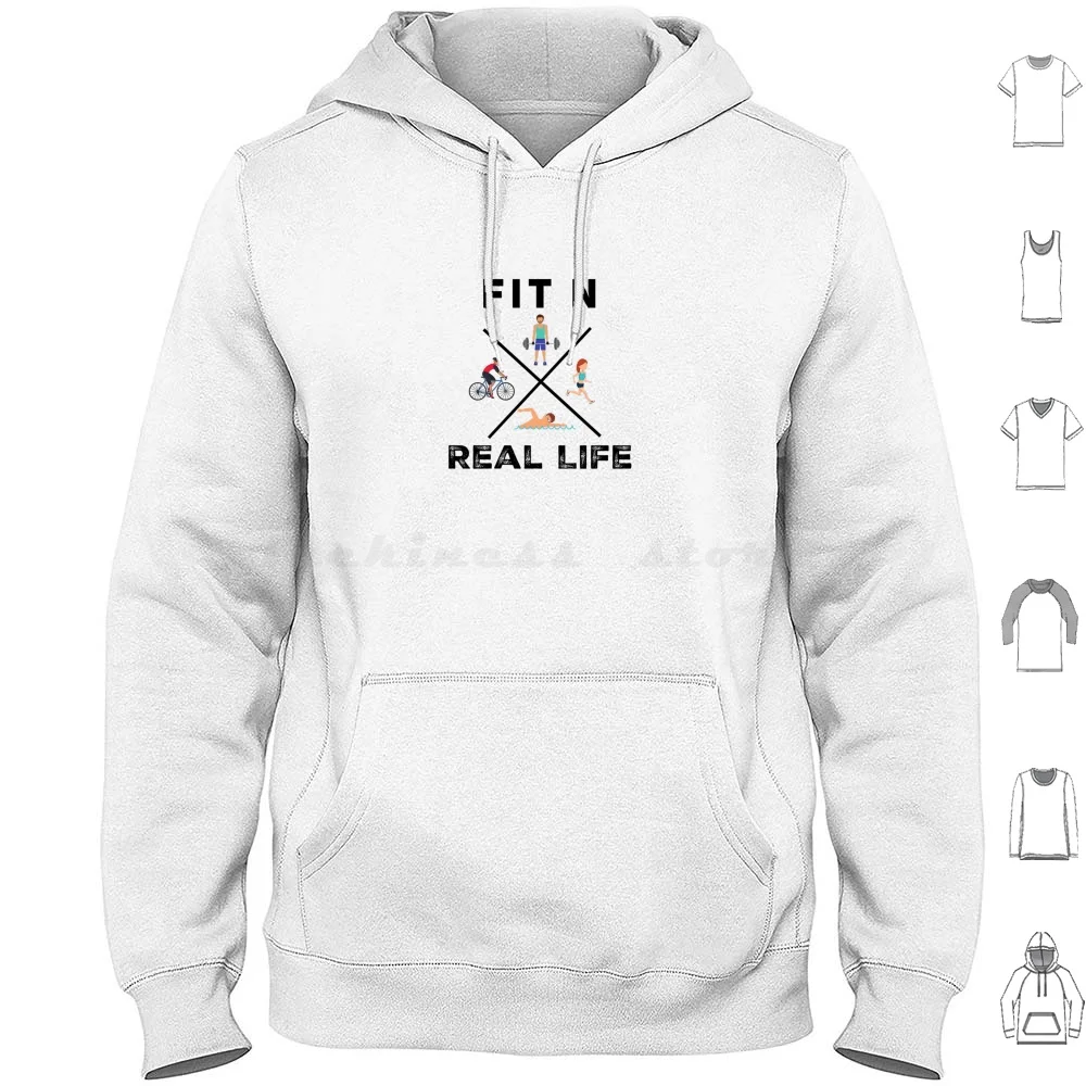 Fit N Real Life Hoodie Algodão Manga Longa Fit Fitness Reallife Realfitness Everydayfitness Workout Fitnessdad