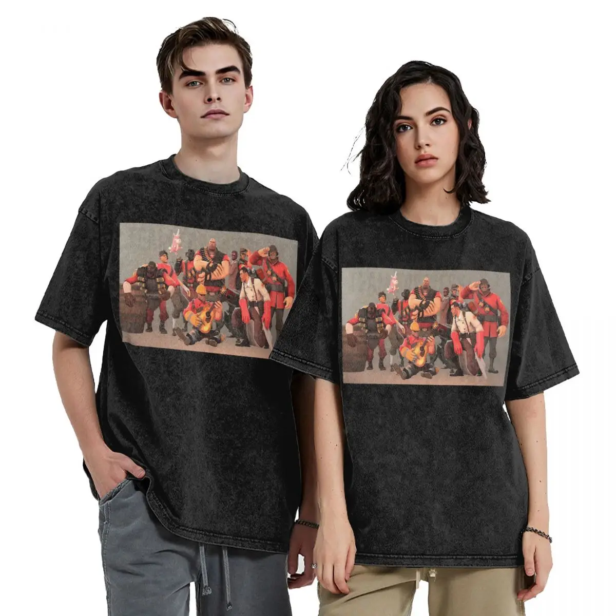 

Футболки с короткими рукавами Team Fortress, гитара, хип-хоп, потертые топы, футболки, уличная футболка, винтажная футболка для мужчин и женщин