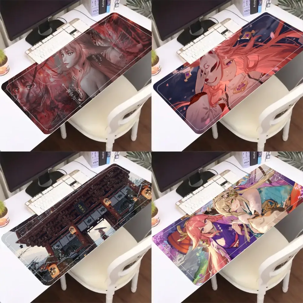 

Yae Miko Genshi Mousepad Mouse Pad Laptop Gaming Accessories Mousepad Large Desk Mat Computer Gamer Keyboard Rug Carpet