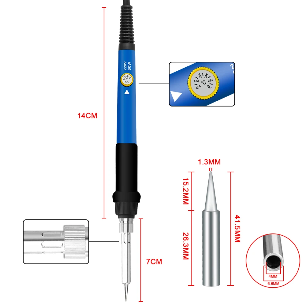 60W Soldering Iron Adjustable Temperature Electric Solder Iron Rework Station Mini Handle Heat Pencil Welding Repair Tools