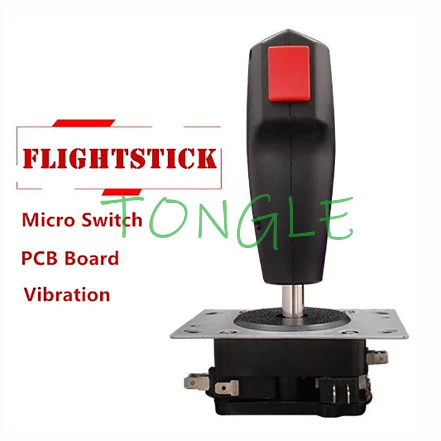 Arcade Game Joystick with Vibration Trigger, Flight Stick, 8 Way Direction Control, Wshaft for Aircraft, Battle City, 5Pin