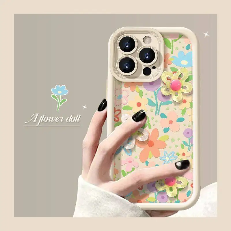 إنز حالة النمط الكوري مع نمط زهرة 3d ، جراب لـ xiaomi poco x3 pro f3 x5 x4 gt f5 f4 m3 m6 pro mi 11 lite 5g ne 12t 14 pro