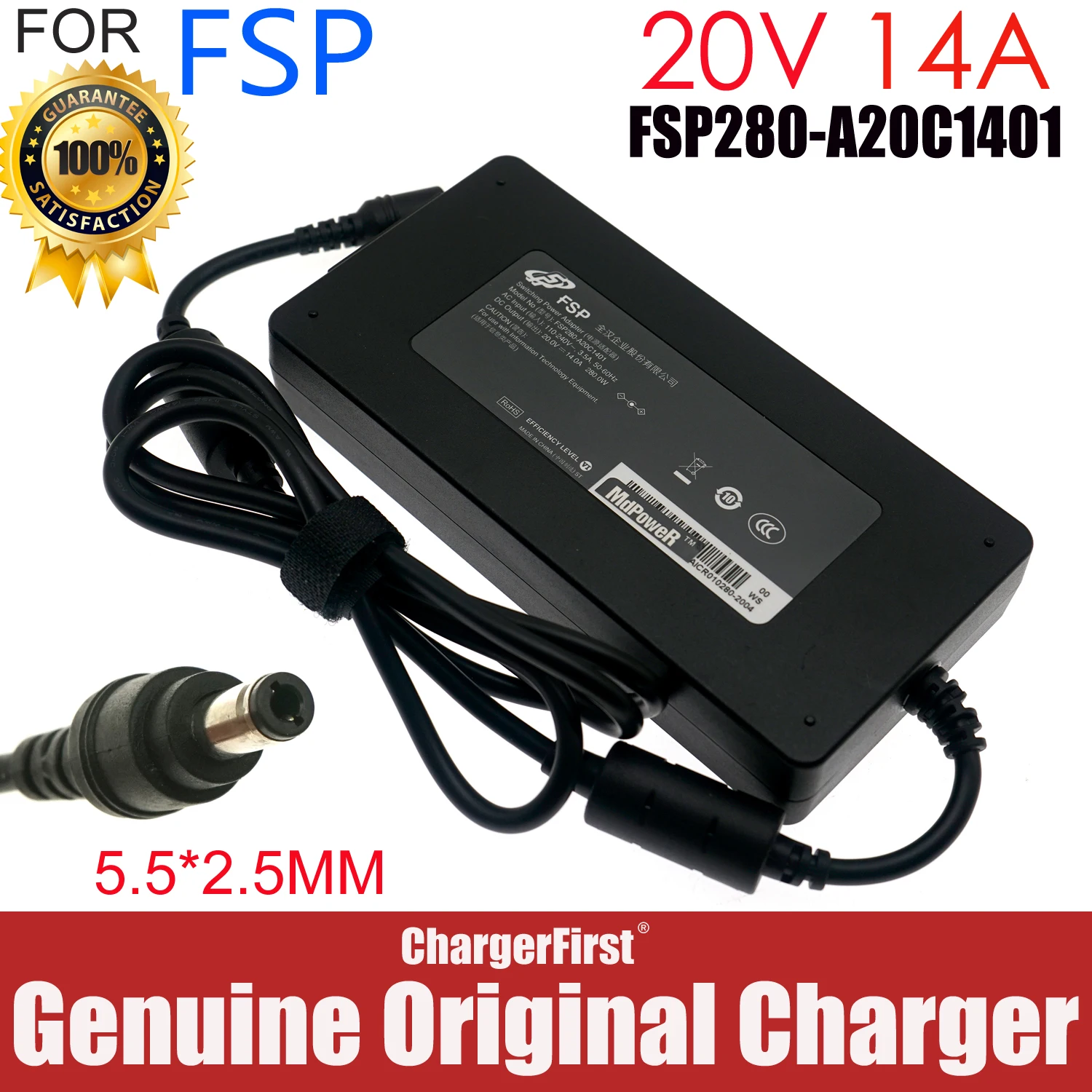 Original FSP FSP280-A20C1401 20V 14A 280W SIC 5.5x2.5mm SLIM AC Adapter For MECHREVO Laptop Power Supply Charger