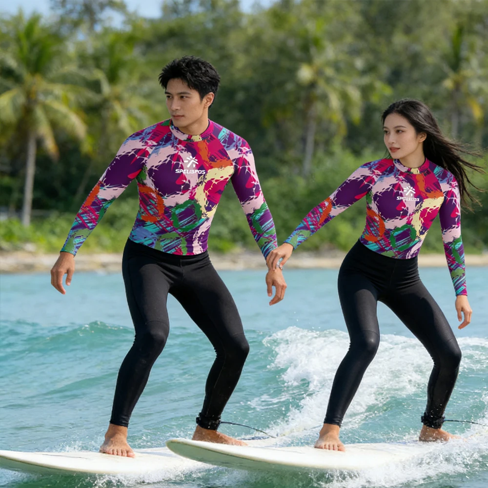 Men Women Long Sleeve Rashguard Surfing Shirt Sailing Top Wear UPF50+UV Protection Quick Dry Top for Water Sport Fishing Touring