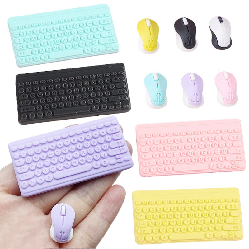 Miniature Wireless Keyboard/Mouse Doll Mini Computer Accessories  1/12 Dollhouse Office/E-sports Room Ornament