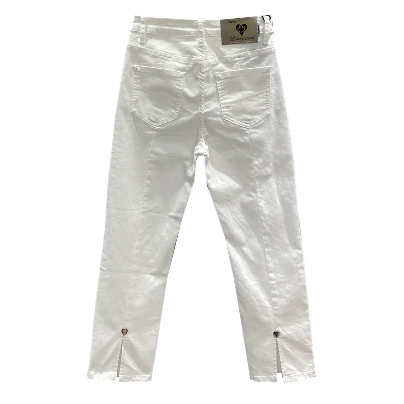 

High Waist Straight Leg White Casual Jeans Women's New 2025 Spring Autumn Slimming Nine Point e Tube Pants Zipper Closure