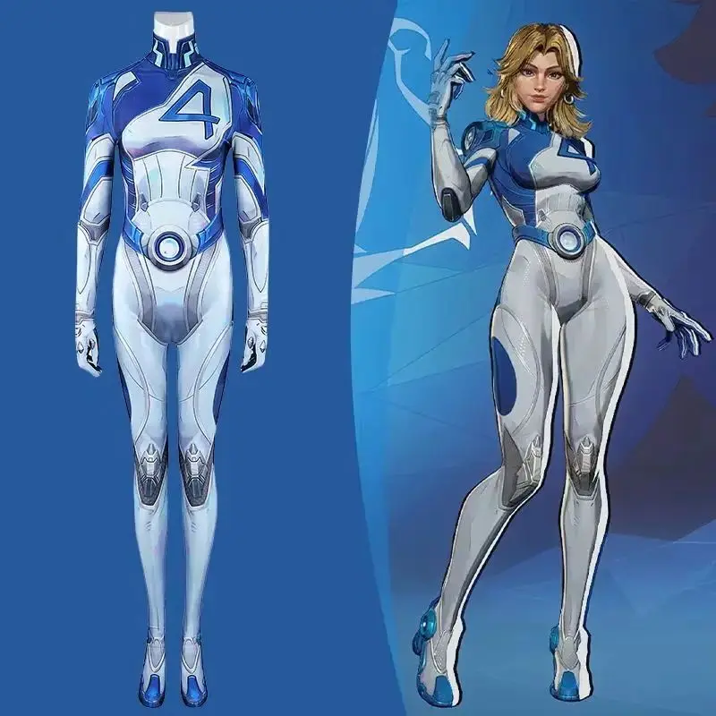 

Susan Storm Cosplay Invisible Costume Fantasia 3D Printed Jumpsuit Women's Battle Bodysuit Halloween Superhero Disguise Warrior
