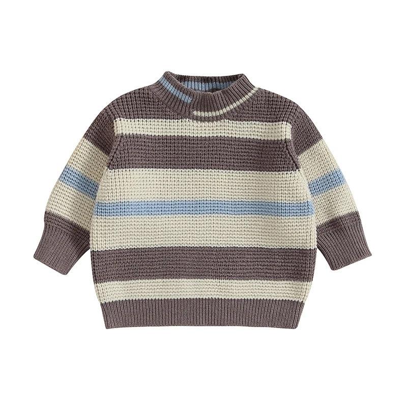 

Baby Sweater Long Sleeve Crew Neck Striped Sweater Winter Warm Knit Pullover Sweater Infant Clothes For Girls Boys