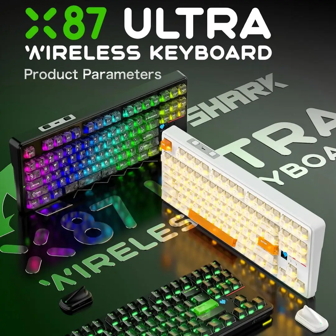 

Беспроводная механическая клавиатура Attack Shark X87 Ultra, приемник 8K, частота опроса 8000 Гц, аккумулятор 10000 мАч, три режима подключения: 2.4G / Bluetooth / проводной