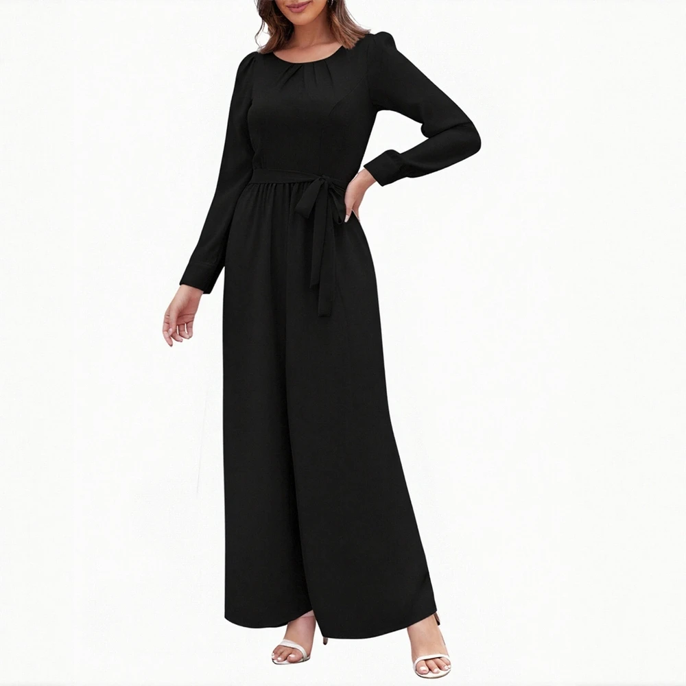 

Autumn Jumpsuit Tailored Fit Collar Button Decor Commute Style Women's Long Pants Suit Green Apple Collar Design