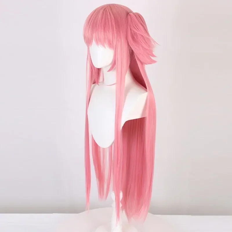 Cosplay Madoka Magica Rosa con frangia Parrucca diritta sintetica Ultimate Mdoka Doppia coda di cavallo Cosplay Parrucca magica per ragazza Festa quotidiana