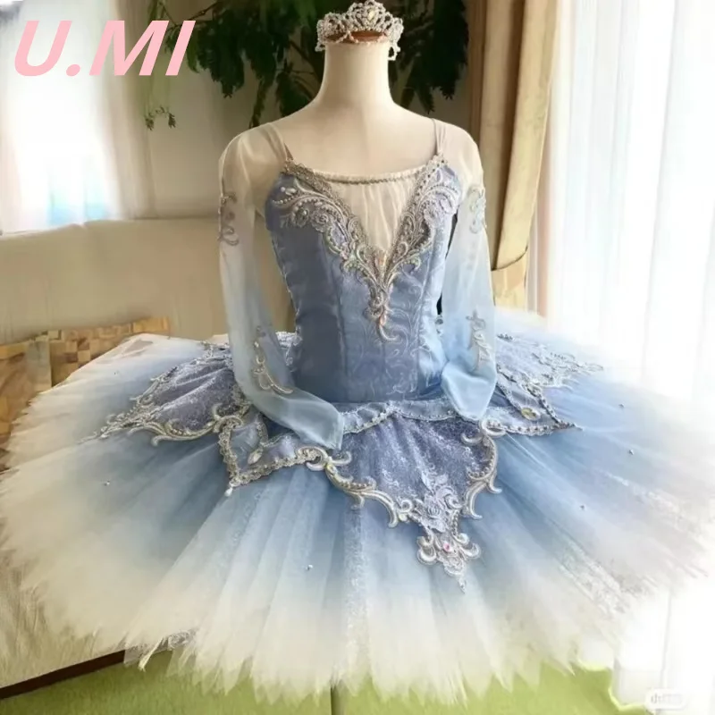 Blue bird female ballet dance dress plate skirt tutu competition dress performance professional custom