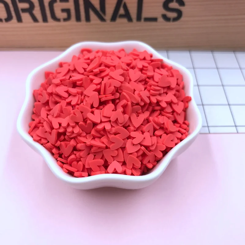 50g/lot Hot Selling Clay Sprinkles, Colorful Heart Slice for Crafts Making, DIY, Scrapbooking