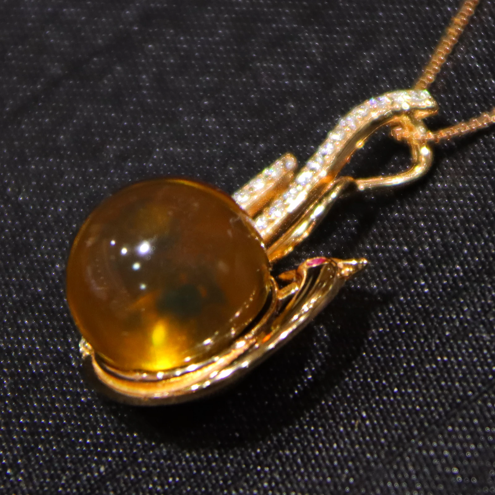 Natural Mexican Blue Amber Pendant 925 Sterling Silver Peacock Shape 12mm Round Bead Necklace Jewelry Gift