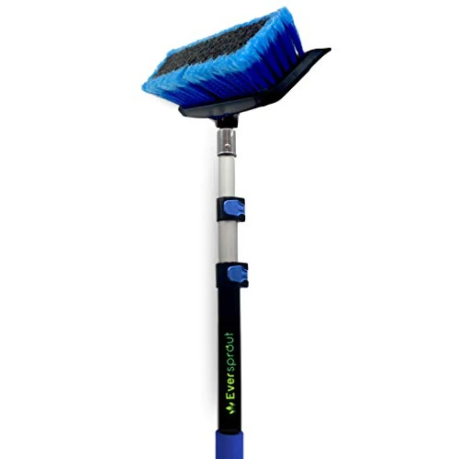 

5-to-12 Ft Car Brush with Rubber Bumper Lightweight Extension Pole Handle Soft Bristles Car Wash Brush RV Wash Brush Truck Wash