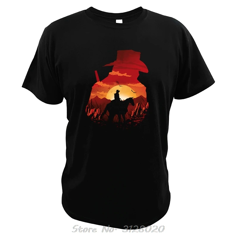 Dead Redemption T Shirt Game Red Sunset Digital Print Camiseta Cowboy Riding Dutch Van Der Linde Tshirt Tees