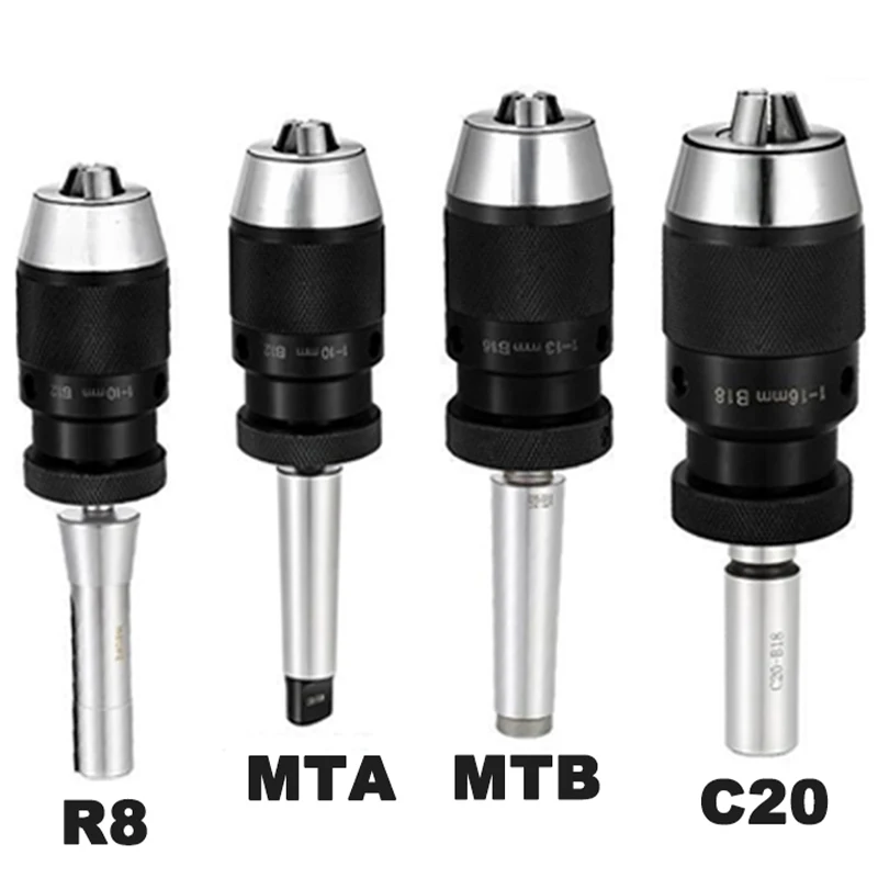 Mandril de broca Morse de aperto do auto, B10, B12, B16, B18, B22, Torno, MT1, MT2, MT3, MT4, C20, R8, 1-10, 1-16, 1-13mm