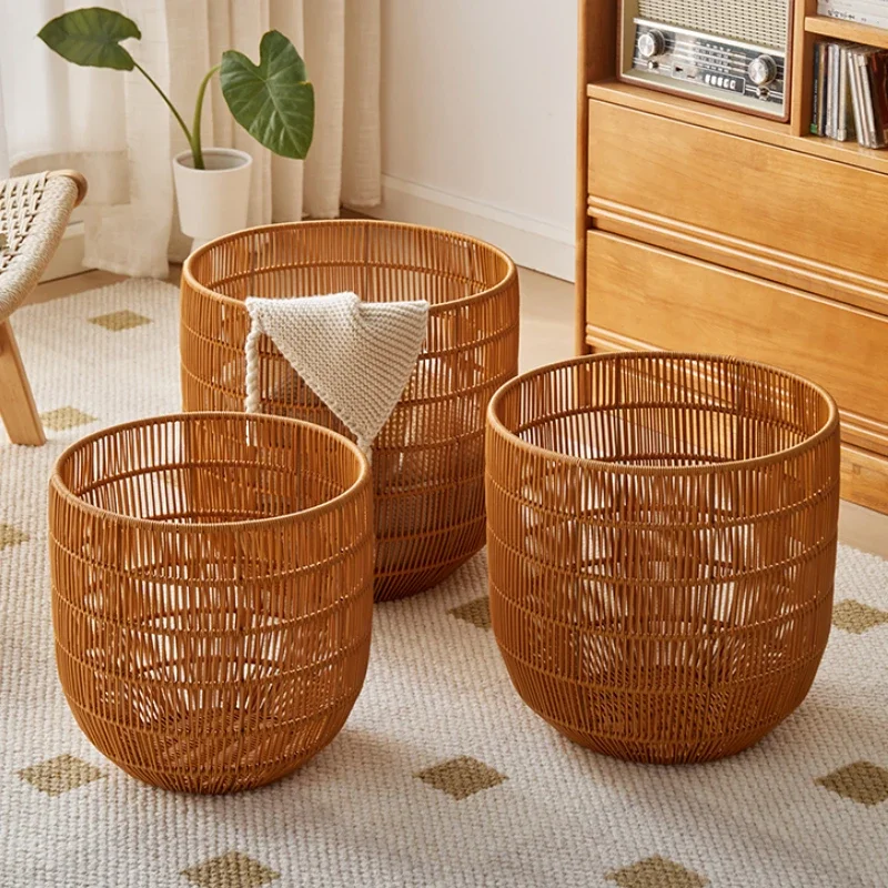 

Imitation Rattan Decorative Storage Basket Household Large Capacity Laundry Basket Bathroom Waterproof Dirty Clothes Basket