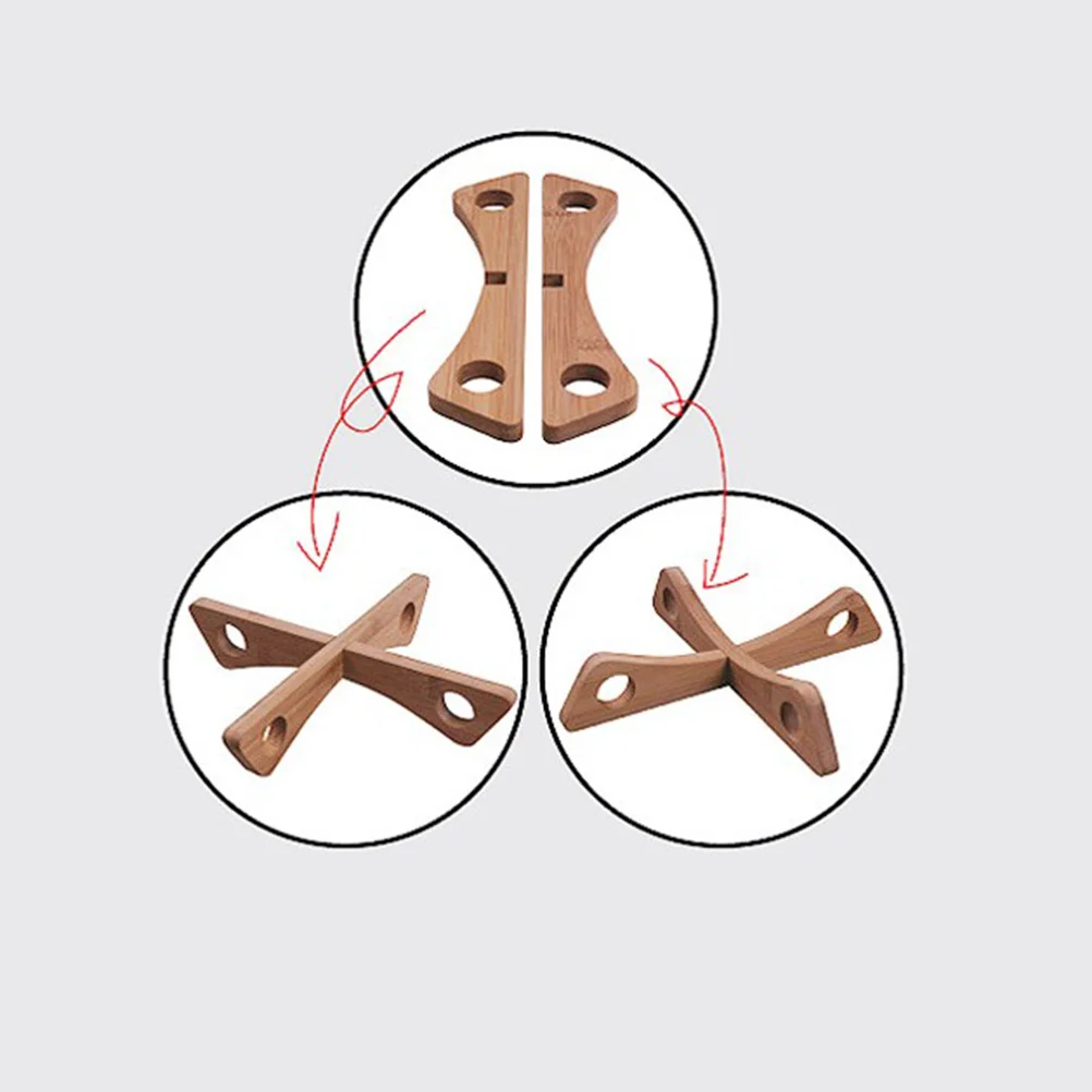 1pc Wooden Dish Rack Tableware Bottom Plates Shelving Racks Tray Cross Pot Rack Kitchen Accessories Wood Dish Rack