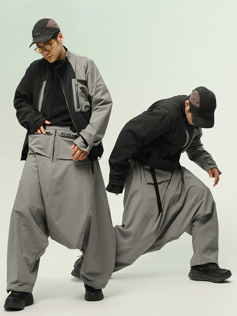 INCONSTANT 25SS P58 بنطلون واسع للغاية بنطال رفيع ملابس فنية سايبربانك ملابس داكنة ملابس الشارع الشهير بنطلون غير رسمي أنيق