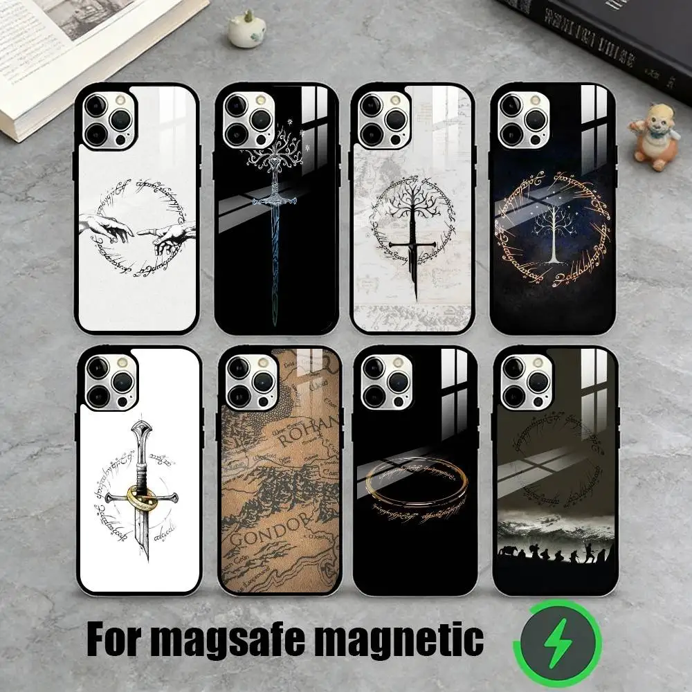 

T-The Lord of the R-Rings Map Phone Case For iPhone17,16,15,14,13,12,11 Plus,Pro Max Magnetic For Magsafe Wireless Charging