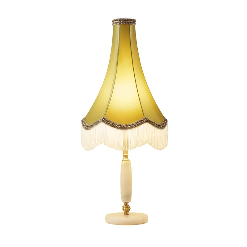 

Classical French retro court living room desk lamp study bedroom ins American creative fringed copper bedside
