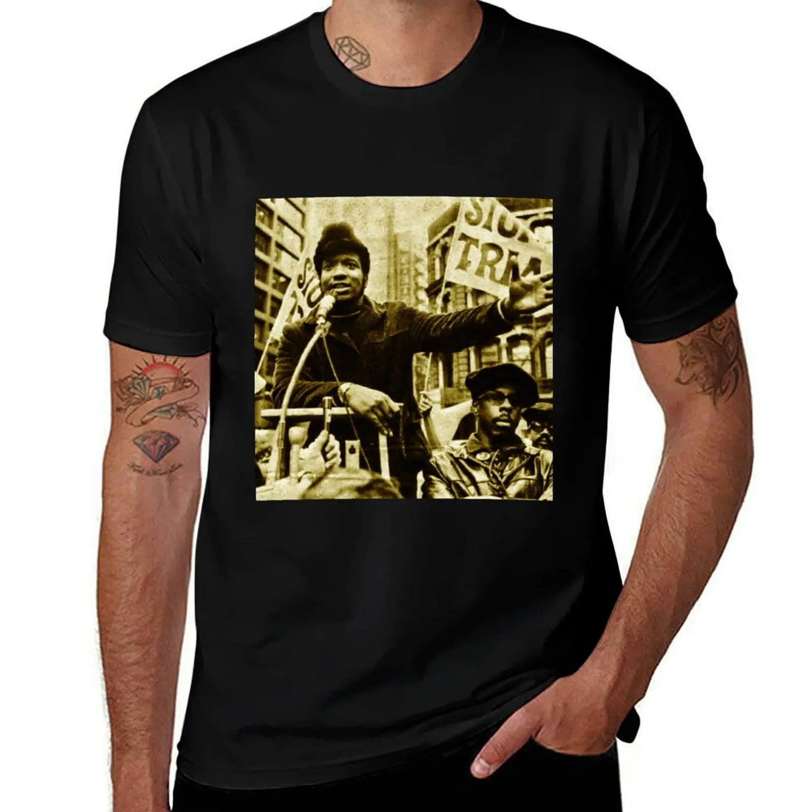 Fred Hampton Sr (Rally) T-Shirt Work Outdoor Short Sleeve Tee T-Shirt