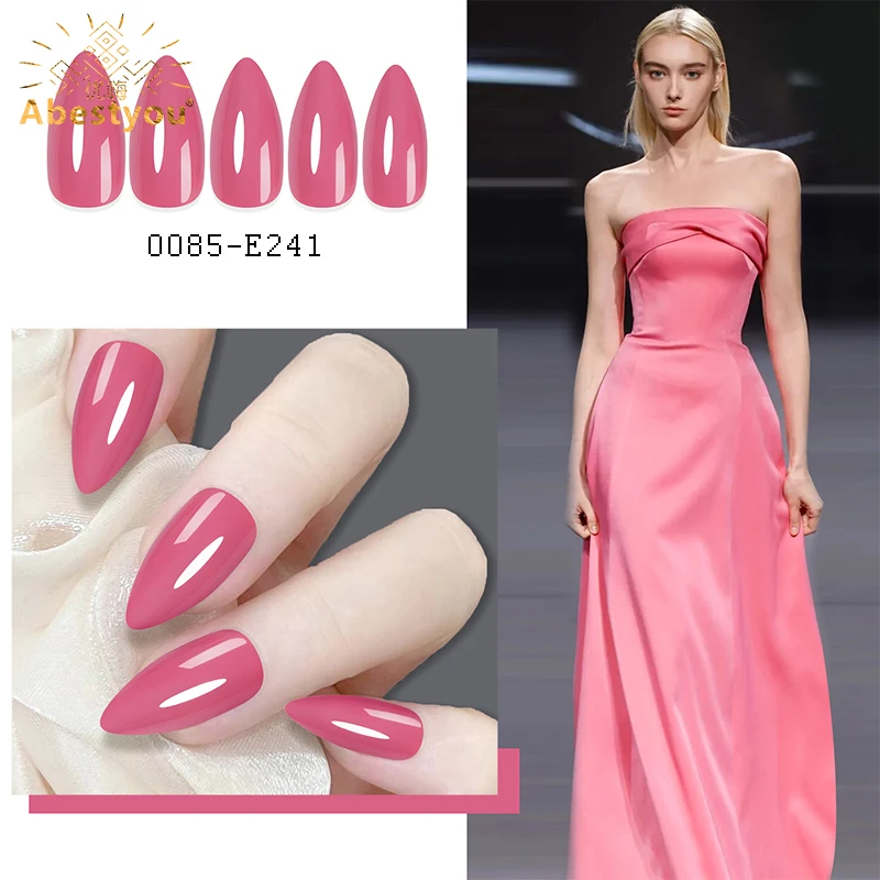 

Abestyou 24pcs/pack Almond French Squared Press-on Nails Art Plain Pure Color Shrot Natural UV Manicure Nail Supplies Equipment