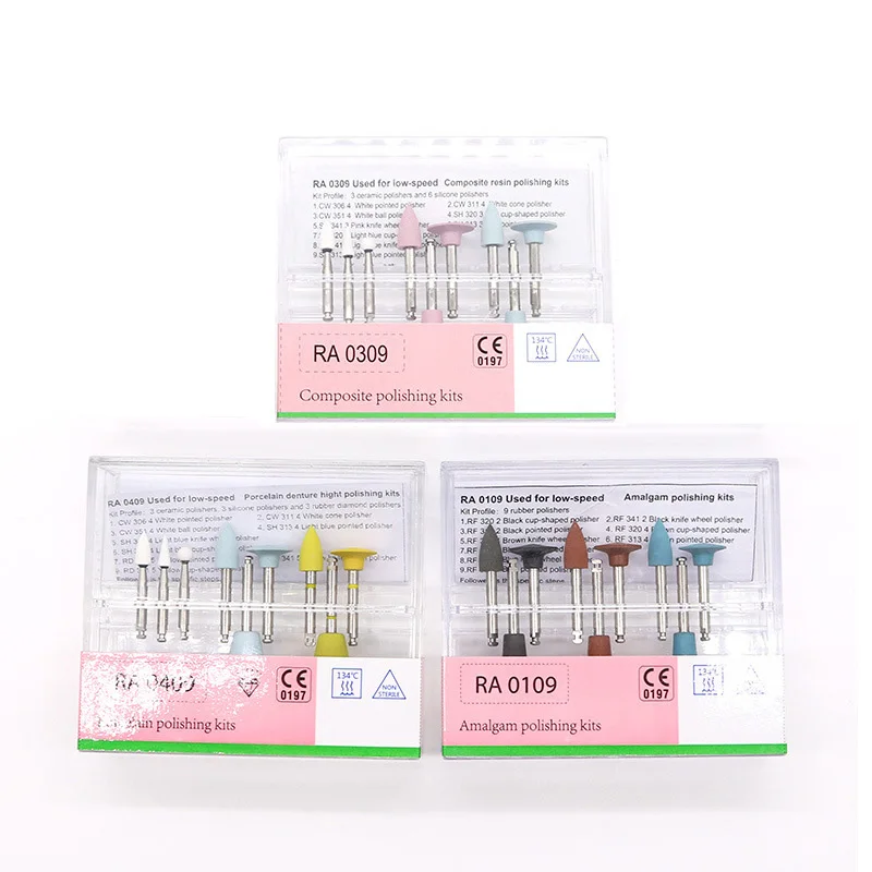 Dental Polishing Kit Burs Composite Polishing Kits Amalgam Curing Polisher Pocelain Polishing Kit for RA Low Speed Handpiece