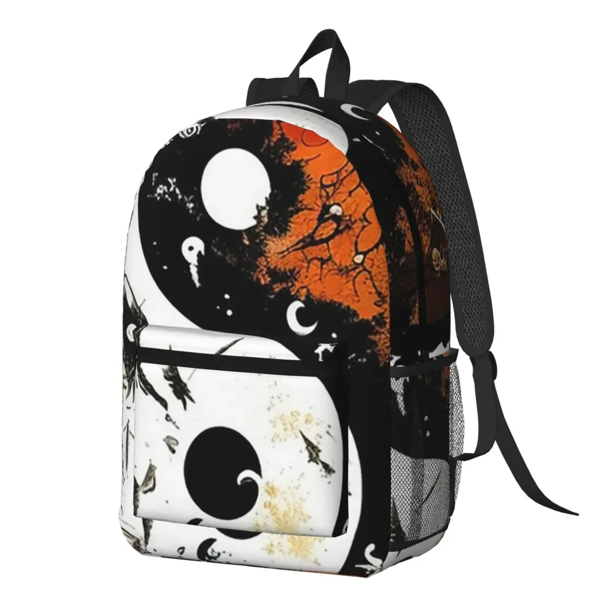 Chinese Yin Yang Graffiti Print Backpack Daypack Large Capacity Children BookBag School Bag Shoulder Bags for Men Women