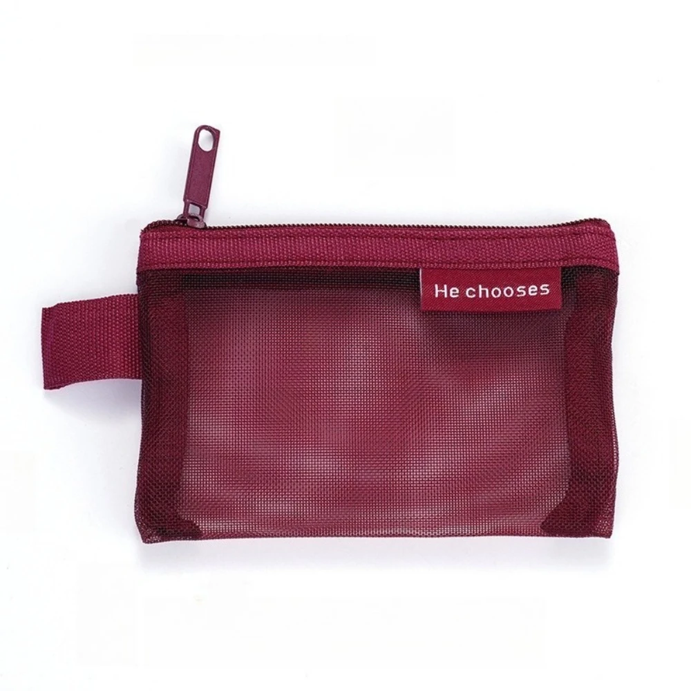 1/5 Stück minimalistische Nylon-Mesh-Aufbewahrungstasche für kleine Gegenstände, tragbare Reisetasche, einfarbig, handwaschbar, leichte Kosmetiktaschen