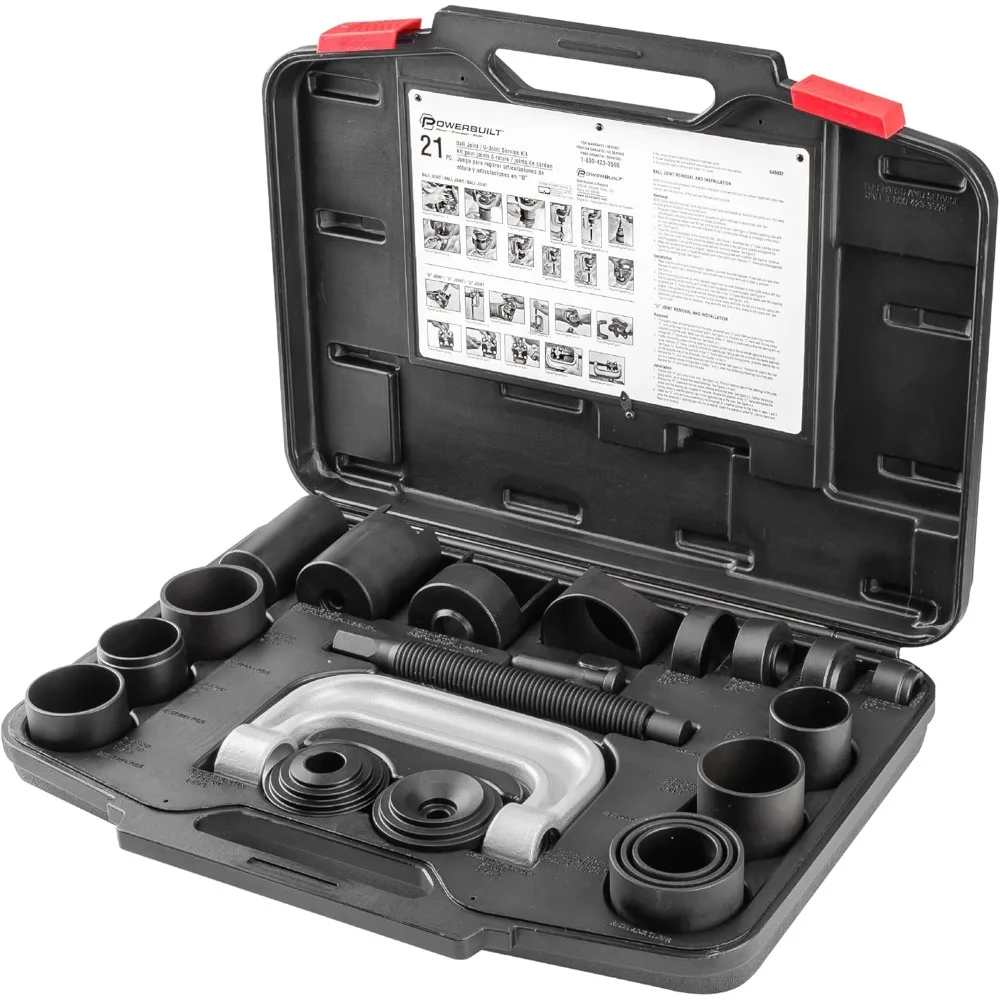 CONJUNTO DE FERRAMENTA DE SERVIÇO DE JOINT DE BALL E U - Remova/instalação para Ford, GM, Dodge, Adaptadores incluídos