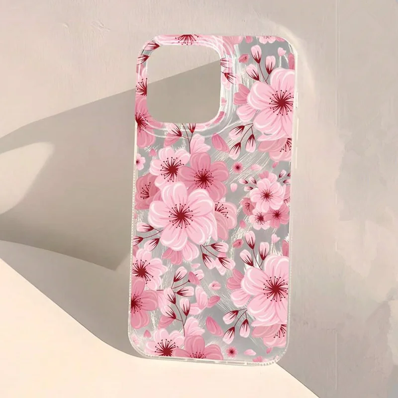 حافظة لامعة لامعة على شكل زهرة الخوخ الوردي لهاتف آيفون 17 16 16e 15 14 Plus 11 12 13 Pro Max X XR XS Max 17 Plus غطاء ناعم مضاد للسقوط #5