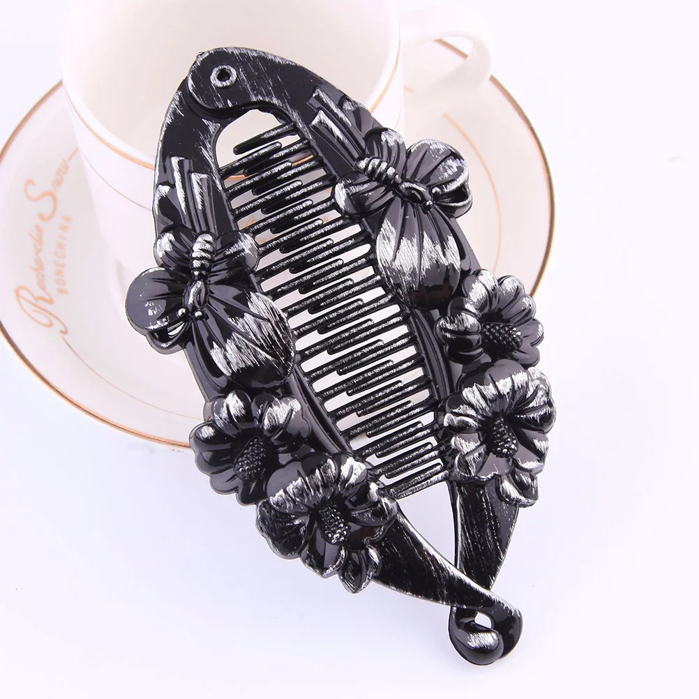 

6pcs Vintage Flower Hair Clips Retro Fish Design No Pin Needed Updo Ponytail Holder For Work Use Claw Clip