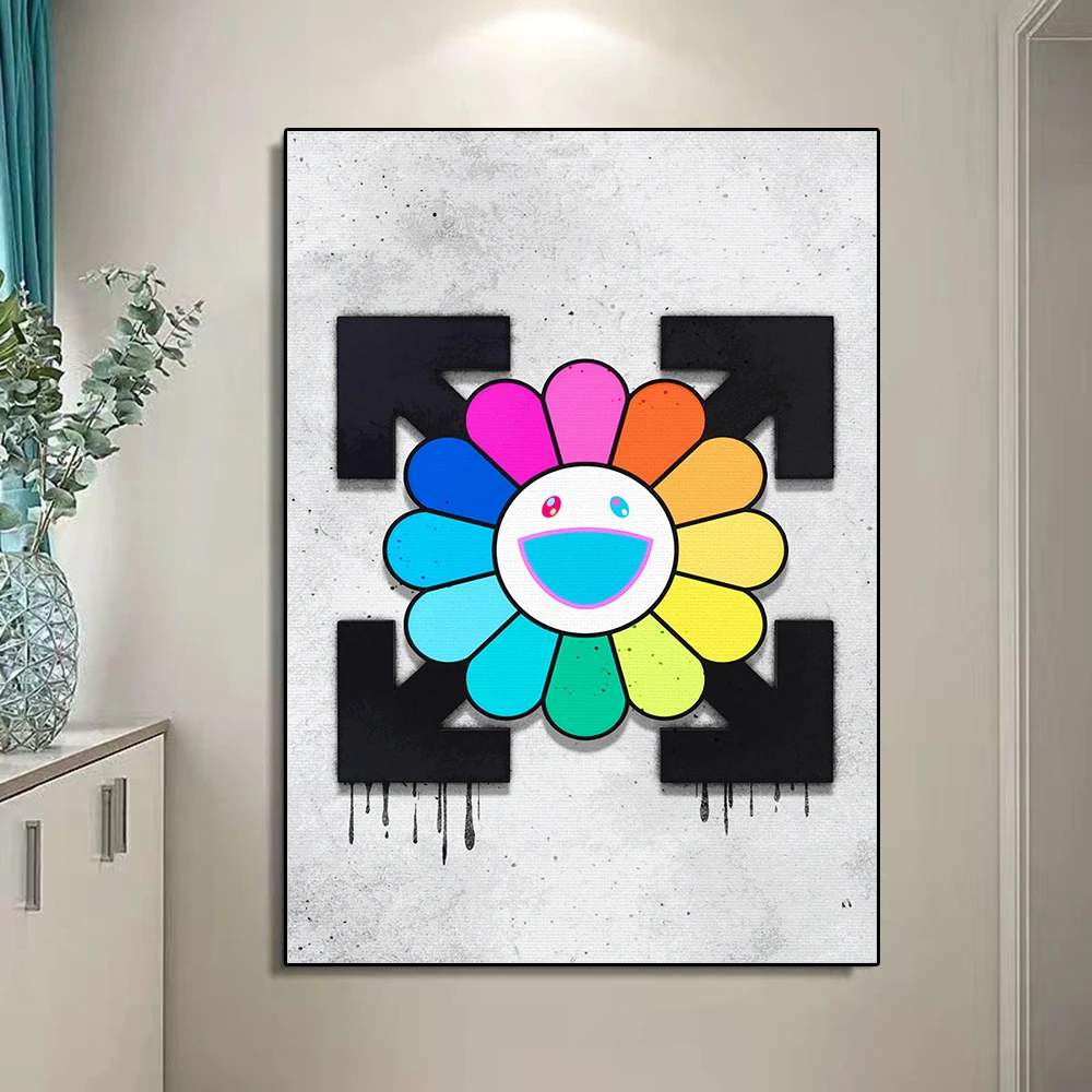 

Colorful Sunflower Graffiti Canvas Painting Fashion Flower Poster Print Nursery Cartoon Wall Art Mural Living Room Home Decor