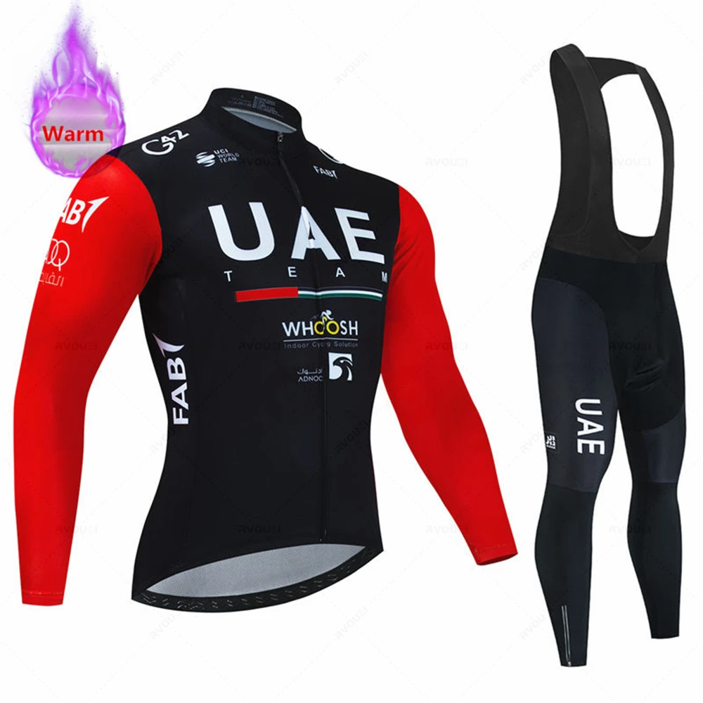 

Зимний флисовый велосипедный трикотаж Uae Team 2025 года с длинными рукавами, одежда для велосипеда Mountian, Ropa Ciclismo, трикотажный костюм для гоночного велосипеда