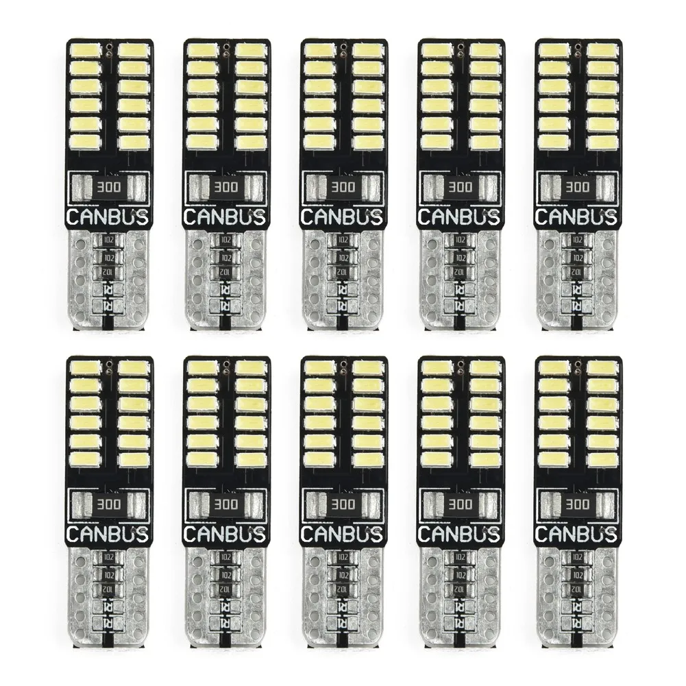 10pcs/set Car LED License Plate Lights 6500K Bright White 220LM Canbus Error Free For Interior Lamps License Plate