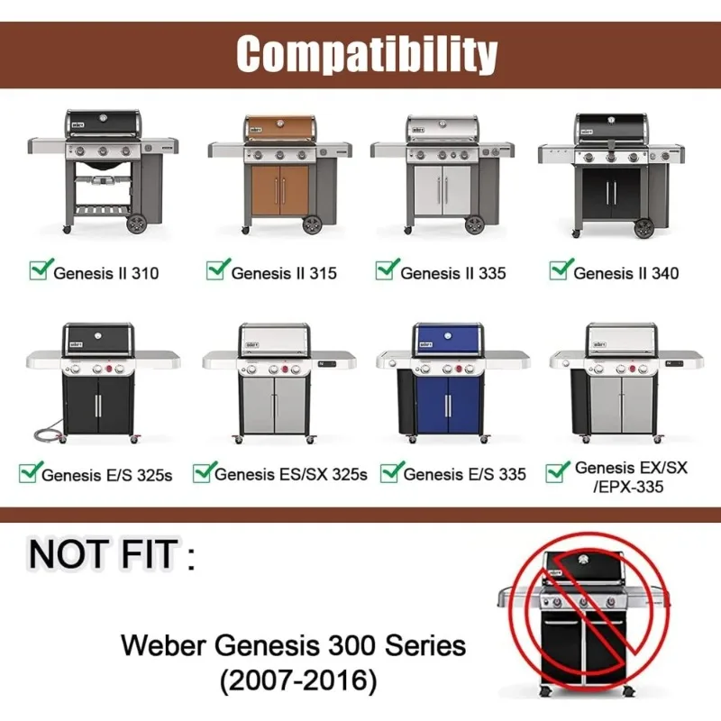 شبكات الشواية لـ Weber Genesis II LX 300 Series Genesis II E&S 310 315 320 325 340 استبدال 304 الفولاذ المقاوم للصدأ 9 مللي متر