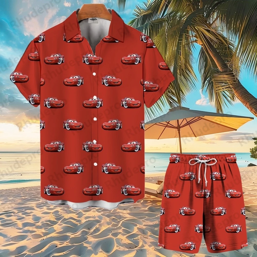 

Disney 2025 Cars 3d Printed Hawaiian Shirt Men's And Women's Fashion lightning mcqueen Button Short Sleeve Short Suit Beach