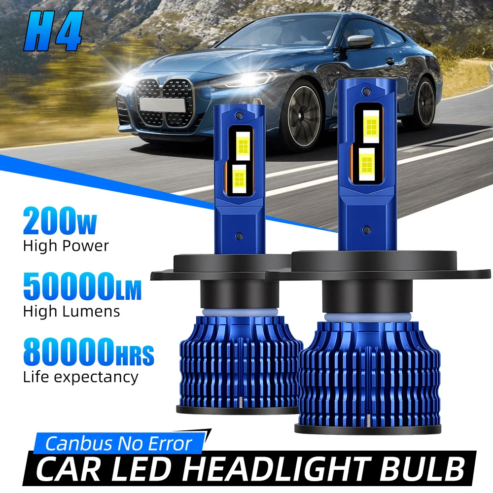 

H7 H4 H11 LED Headlights 200W High Power Canbus H1 H8 H9 9005 HB3 9006 HB4 Turbo Lamp Copper Tube 6000K Cooling Fan Car Light